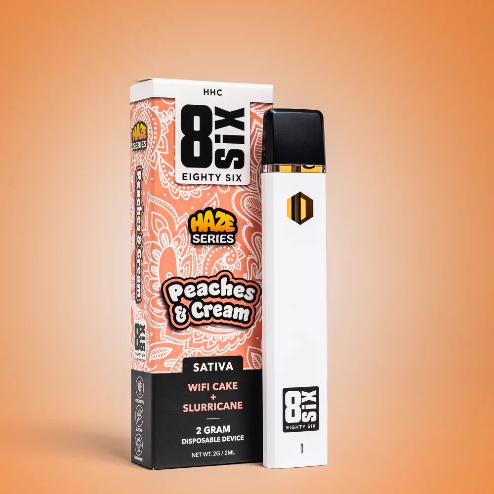 Eighty Six HHC Haze Series Peaches & Cream Sativa 2g Disposable Device