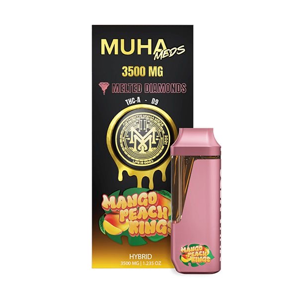 Muha Meds Melted Diamonds Mango Peach Rings Hybrid 3.5g Disposable Vape